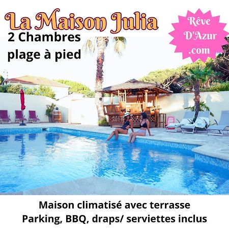 Reve D'Azur, 2 Chambres, Maison Julia En Bord De Mer A La Nartelle, Piscine Partagee, Parking & Terrasse Bbq, Wifi Et Draps Inclus Plage A Pied 생트막시메 외부 사진