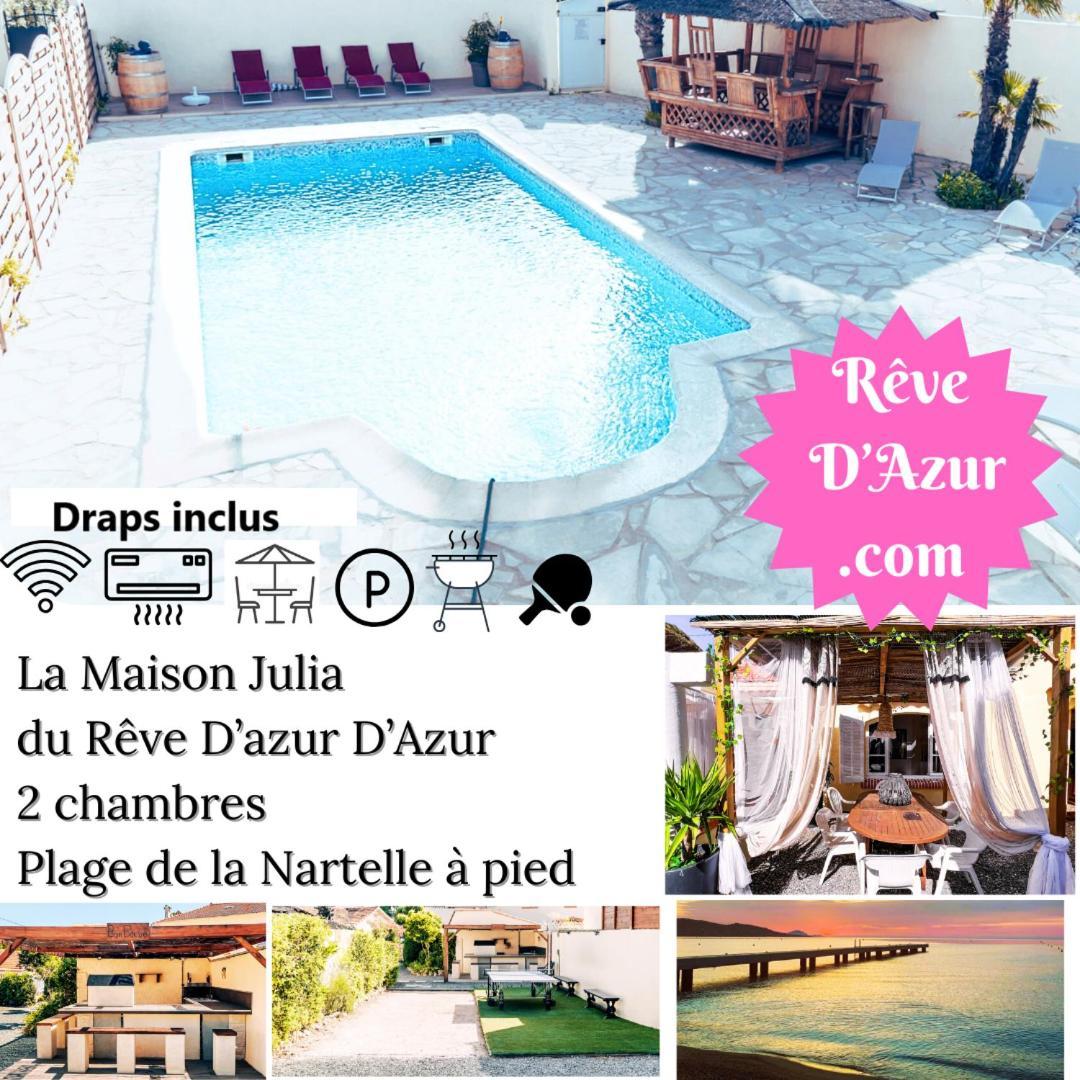 Reve D'Azur, 2 Chambres, Maison Julia En Bord De Mer A La Nartelle, Piscine Partagee, Parking & Terrasse Bbq, Wifi Et Draps Inclus Plage A Pied 생트막시메 외부 사진